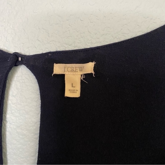 J Crew Navy Blue Jersey Knit Maxi Dress Keyhole Cutout Women's Size L - Picture 8 of 10